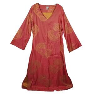 BedHead Paisley V Neck Long Sleeve Fine Cotton Maxi Kaftan Lounge LA Women Large